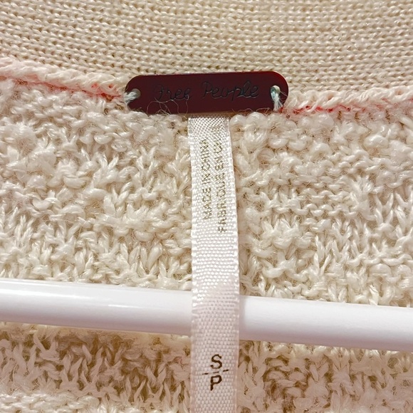 Free People Cream Long Button Up Cardigan Sweater Cottagecore Coquette Boho Y2K - Picture 6 of 10